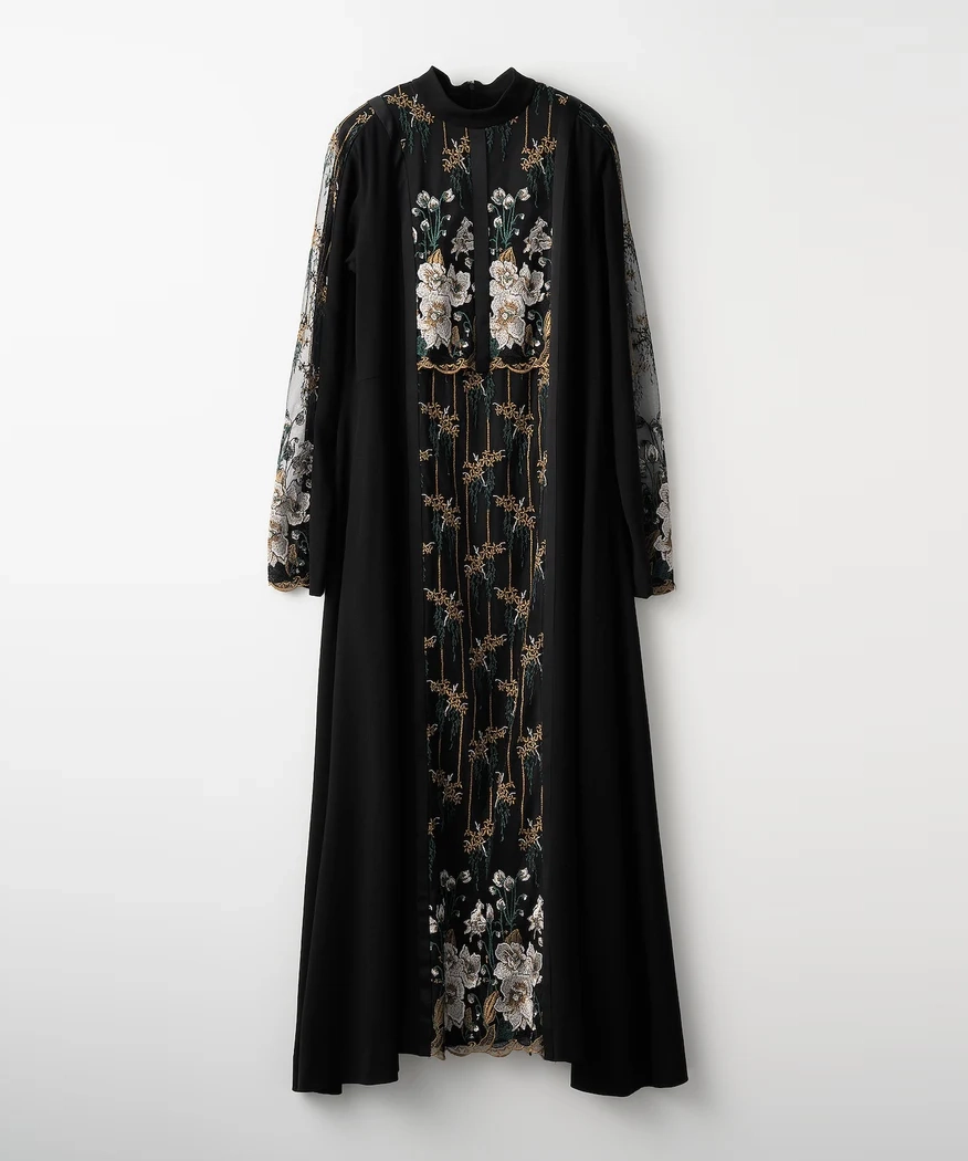 Framed flower lace dress (Black)(約7万円)