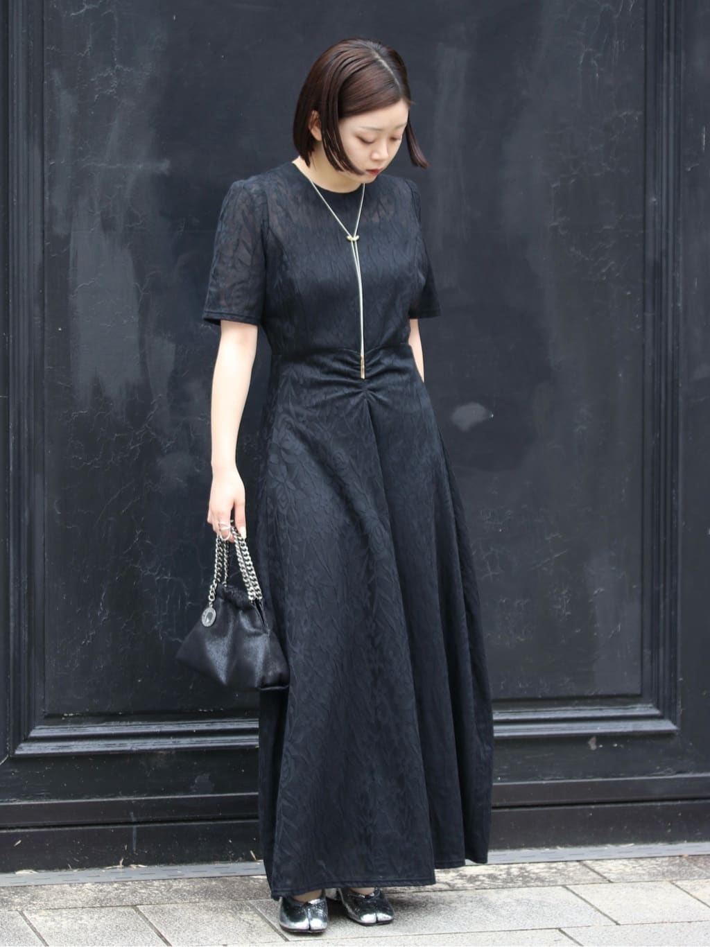 PARIGOT別注 FLOWER NYLON JAQUARD SHORT SLEEVE DRESS(42,900円)