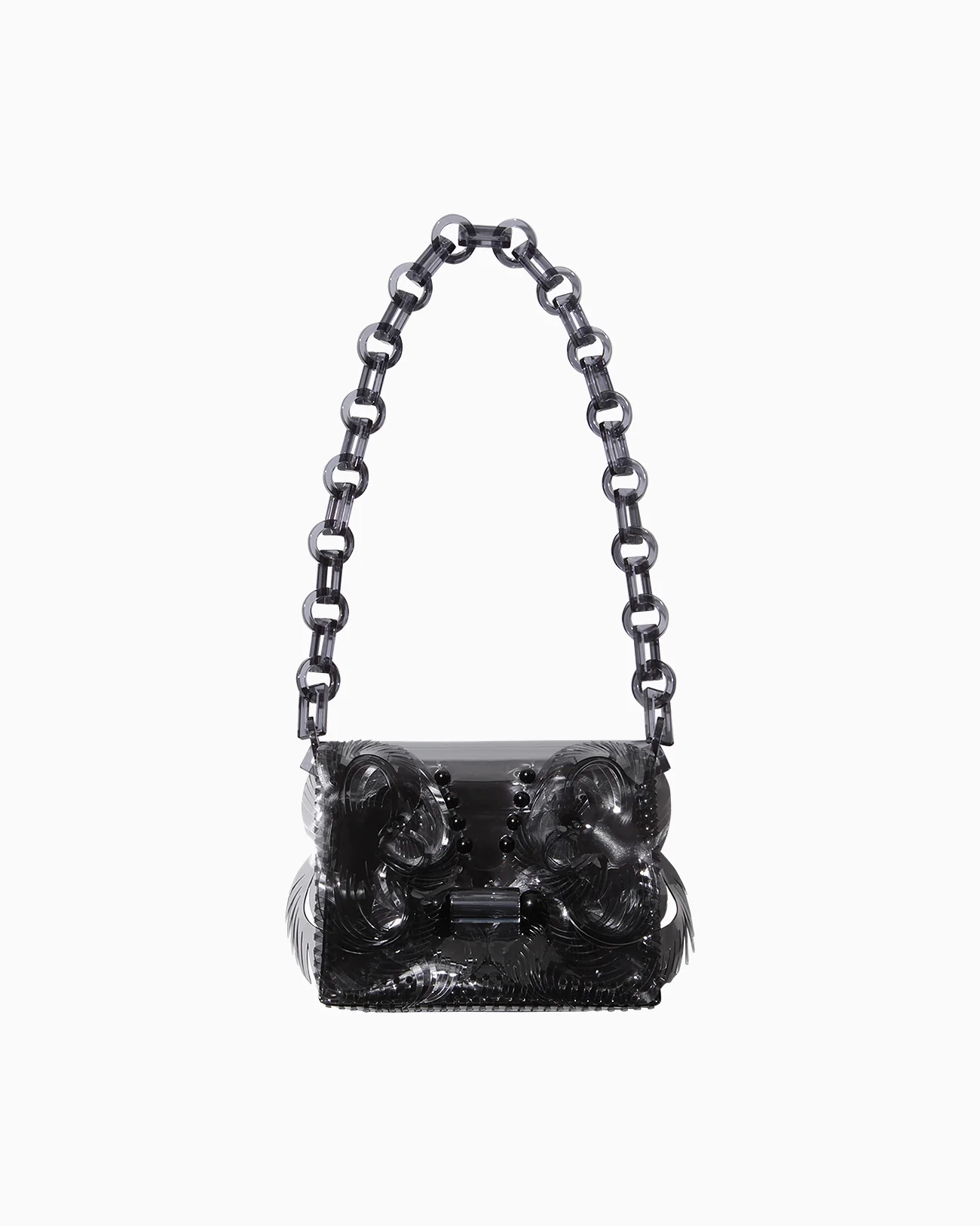 ドメブラ_Mame Kurogouchi（マメクロゴウチ）Transparent Sculptural Mini Chain Bag - black