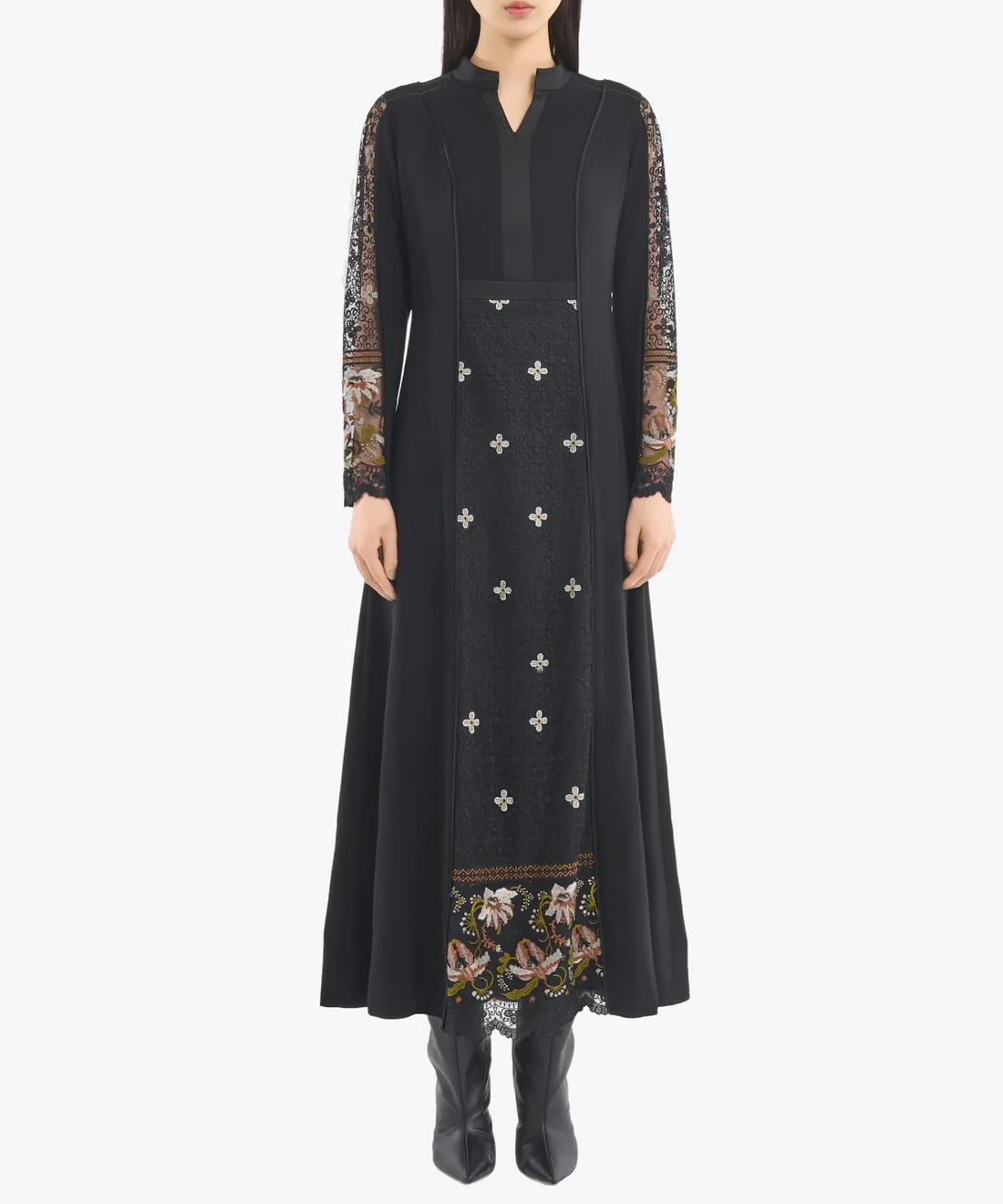 MURRAL_ Framed flower lace dress (Black)_ドレス