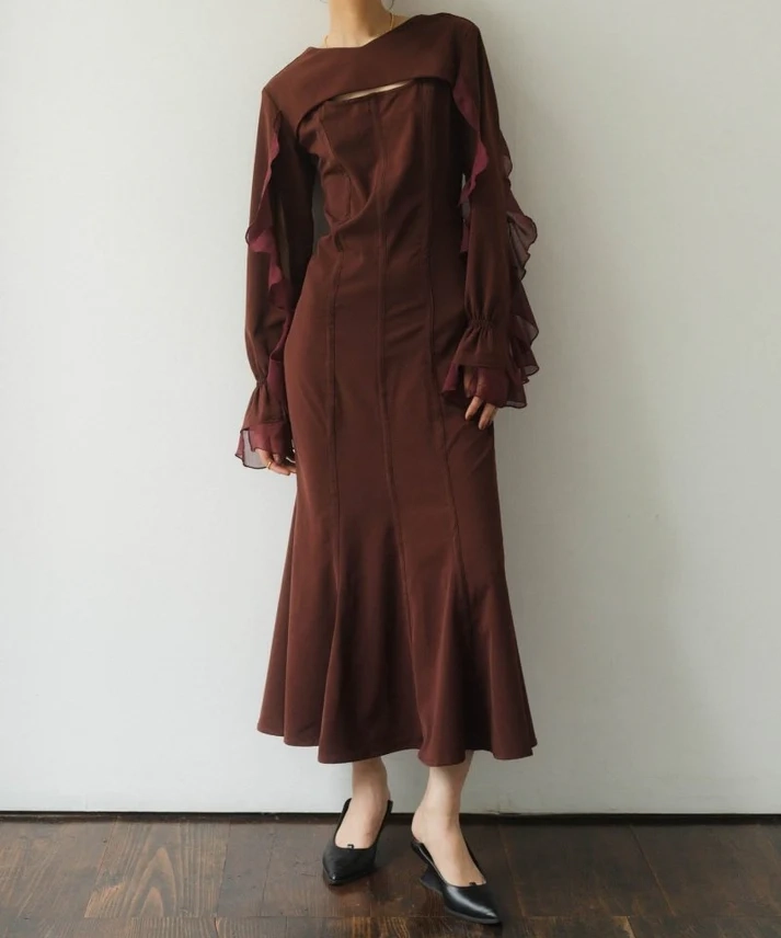 KnuthMarf frill sleeves one piece bordeaux