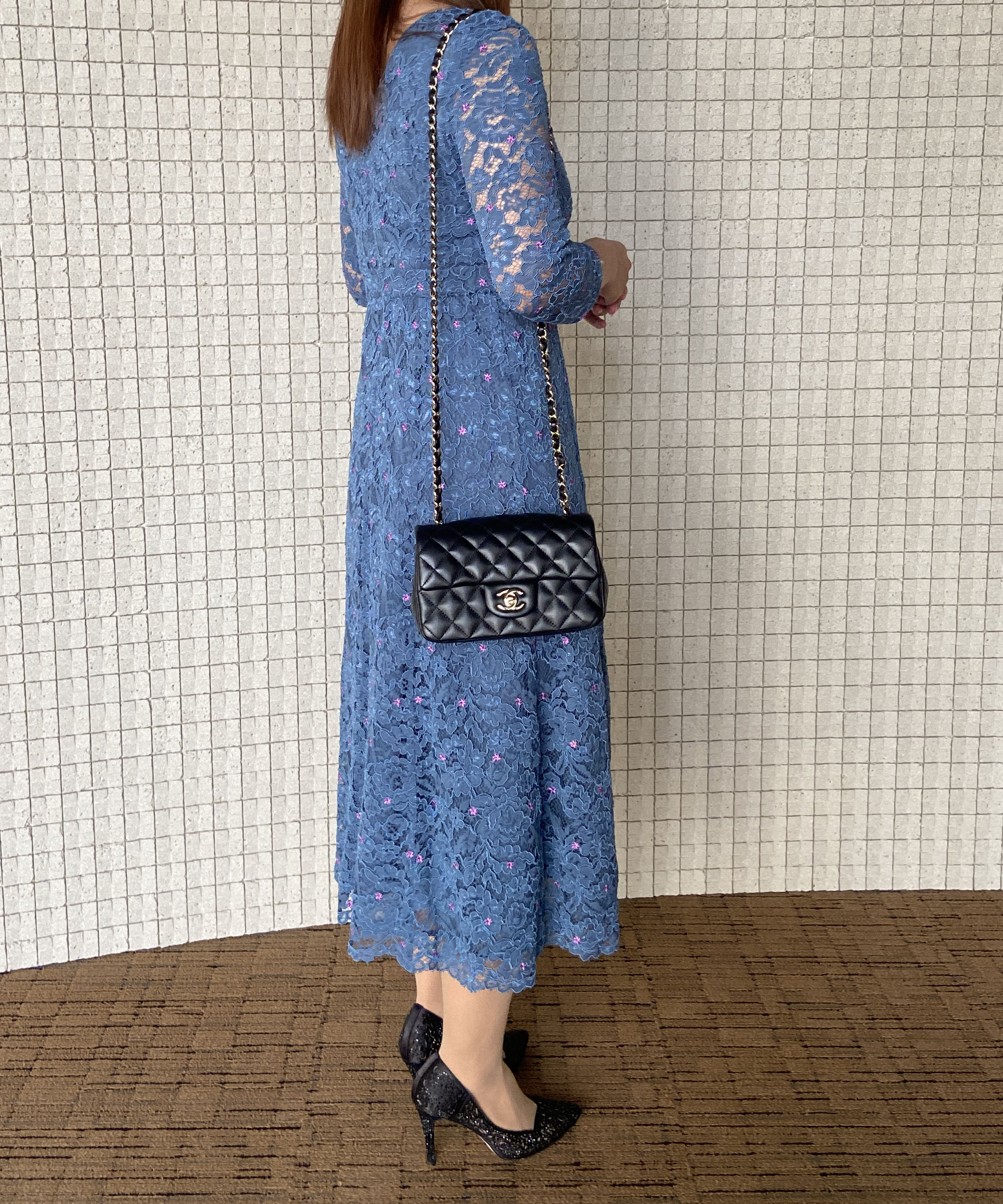 レース刺繍ロングワンピース レース刺繍ロングワンピース