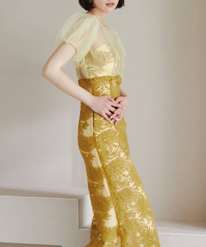 シャイニングゴールデン LagunaMoon LADYシアーパフスリーブエンブロイ 