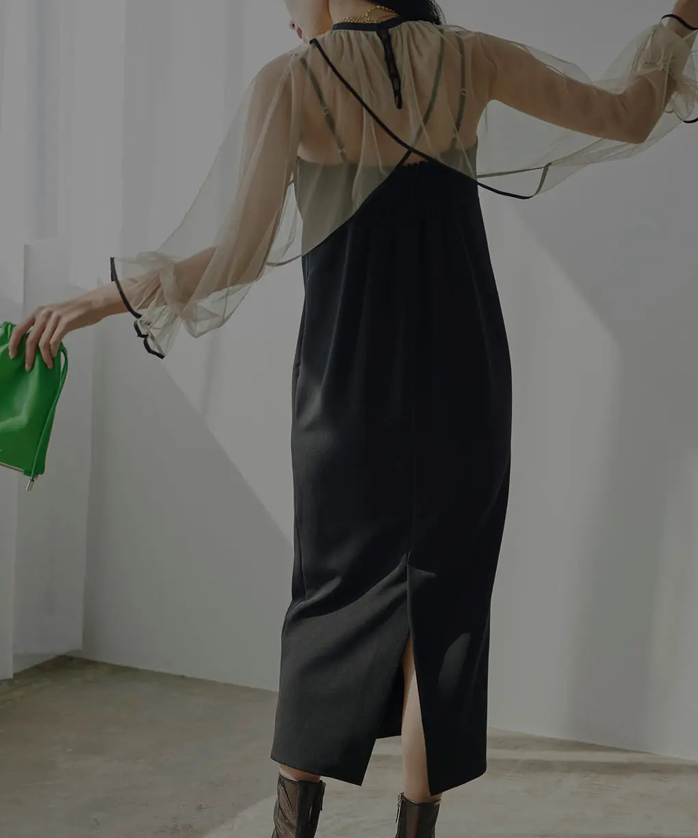 MANY WAY AIRY VEIL DRESS(S BLACK): AMERI: WOMENS｜ STUDIOUS