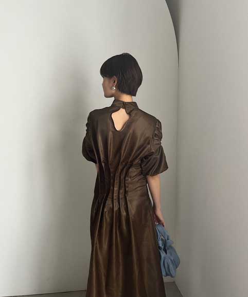 Mサイズ】GATHER SLEEVE WAIST TUCK DRESS Ameri VINTAGE（アメリ