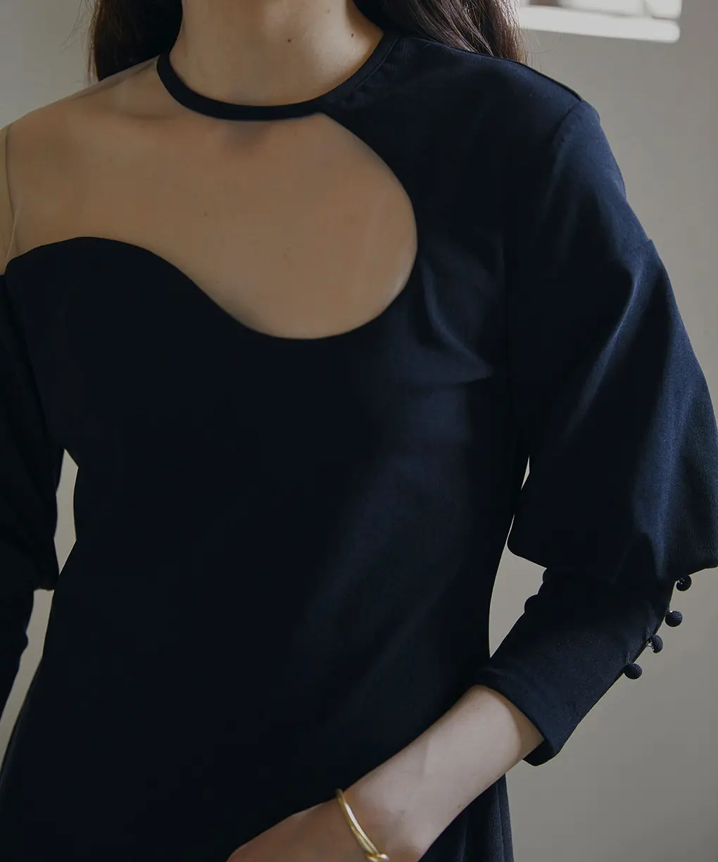 Sサイズ】LAKE CURVE TRICOT RIB DRESS Ameri VINTAGE(アメリ Sサイズ】LAKE CURVE TRICOT RIB DRESS Ameri VINTAGE(アメリ