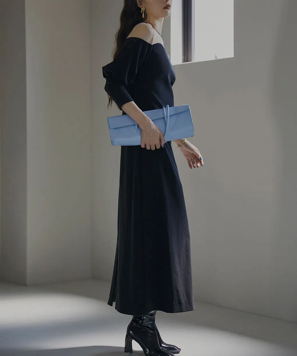 Sサイズ】LAKE CURVE TRICOT RIB DRESS Ameri VINTAGE(アメリ Sサイズ】LAKE CURVE TRICOT RIB DRESS Ameri VINTAGE(アメリ