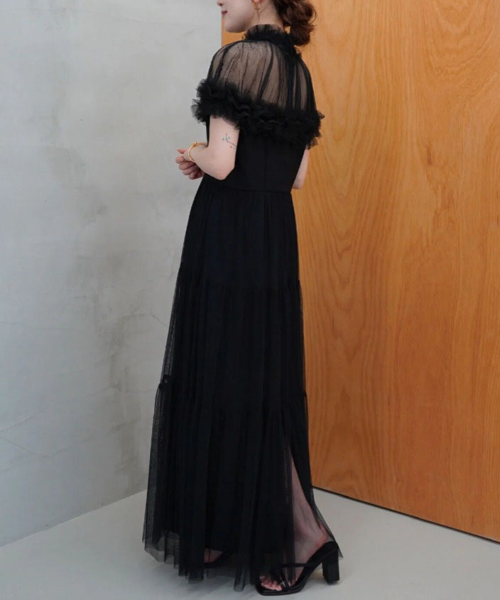 acka sheer shoulder dress ブラック Acka.（エーシーケーエー）sheer over one-piece（ブラック/2