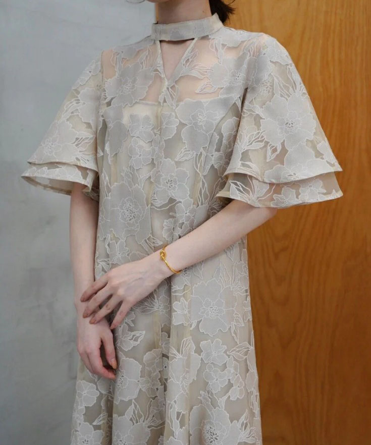 新品　Acka. all sheer flower dress acka all sheer flower dress（beige） all sheer flower dress（beige