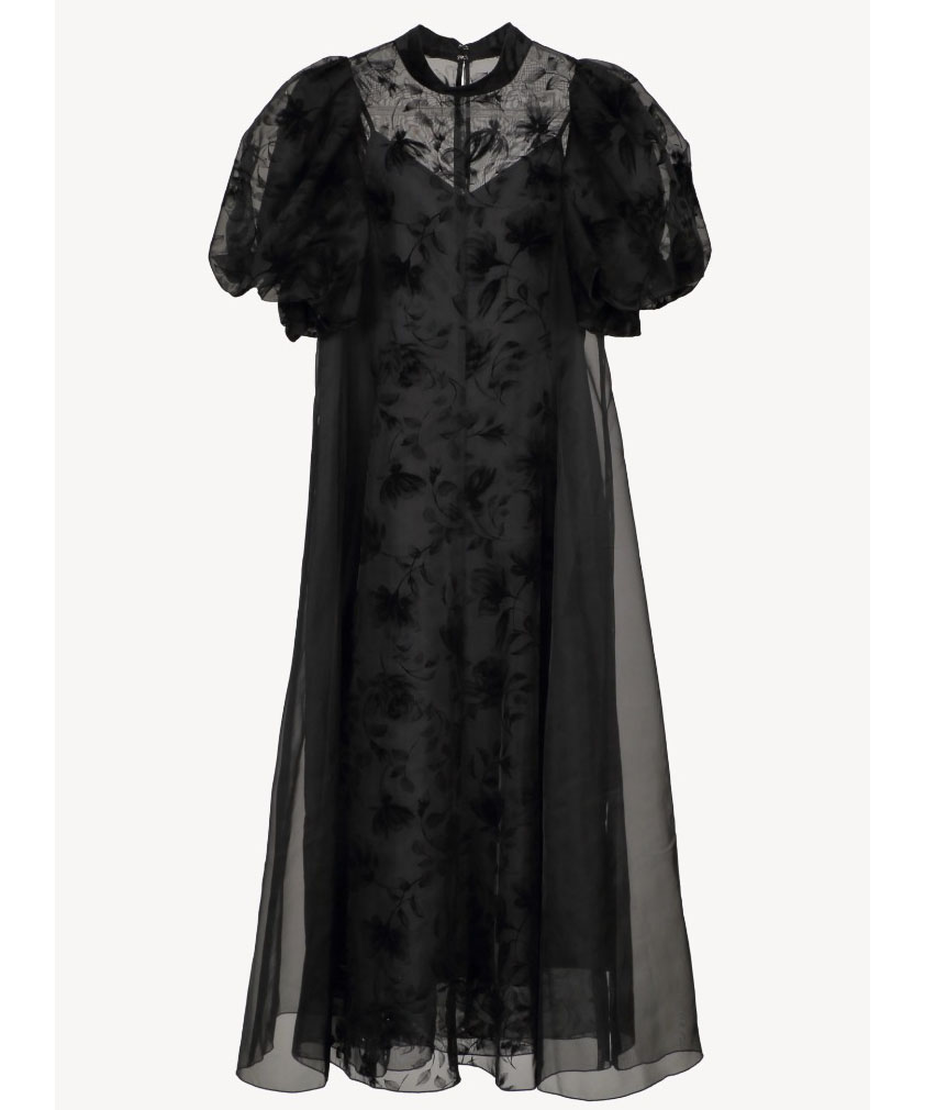 1サイズ】puffy sheer flower dress (black) Acka.（エーシー
