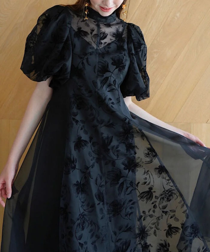 acka sheer puff dress (black) あや Acka sheer puff dress（black）シアーパフドレス｜Yahoo!フリマ