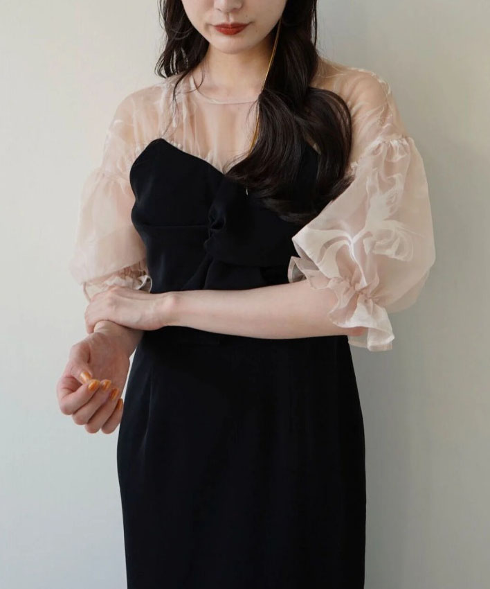 1サイズ】sheer puff dress（black） Acka.（エーシーケーエー