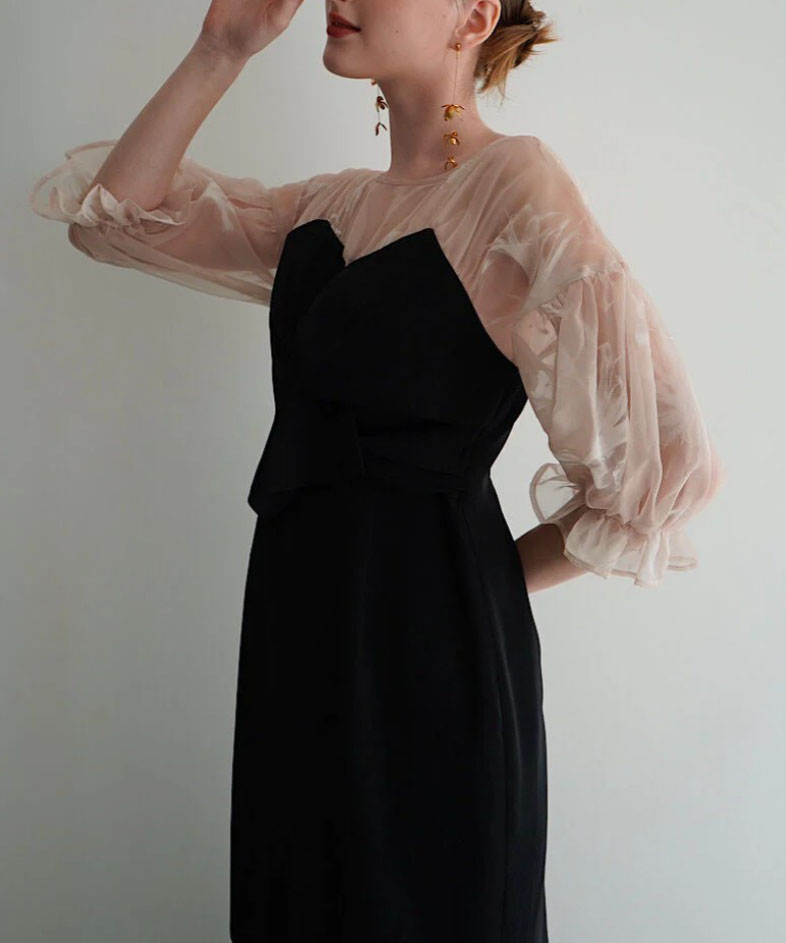 acka sheer puff dress オケージョンワンピース sheer puff dress – Acka online store