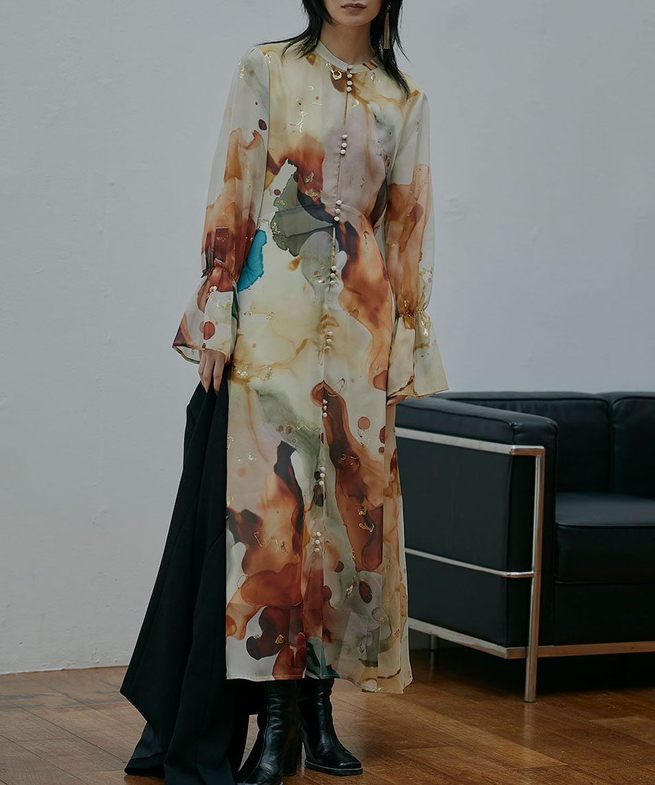 Mサイズ】UNDRESSED AMELIA INK ART DRESS Ameri VINTAGE（アメリ  