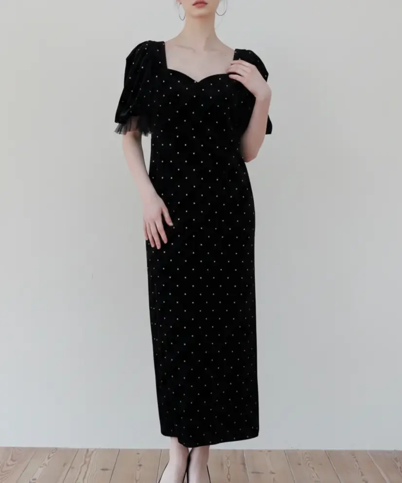 1サイズ】bijou dot velours dress Acka.（エーシーケーエー）の