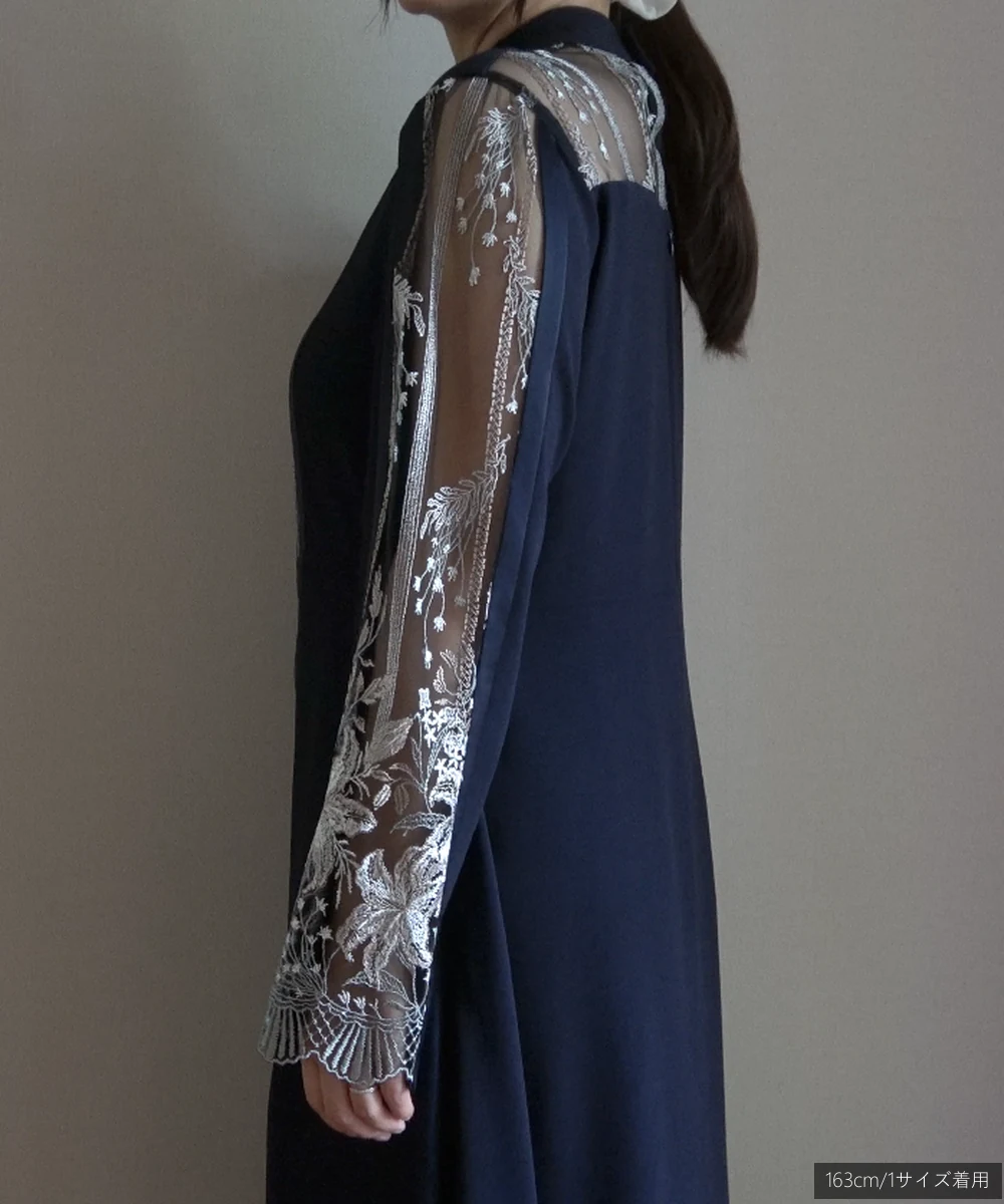 2サイズ】Framed flower lace dress (Navy) MURRAL（ミューラル）の