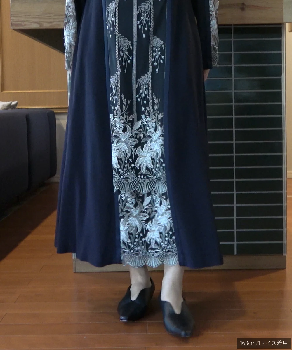 2サイズ】Framed flower lace dress (Navy) MURRAL（ミューラル）の