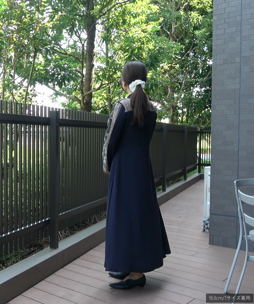 2サイズ】Framed flower lace dress (Navy) MURRAL（ミューラル）の