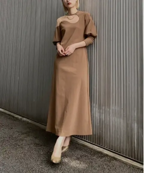 Ameri VINTAGE（アメリヴィンテージ） 【Mサイズ】LAKE CURVE TRICOT RIB DRESS