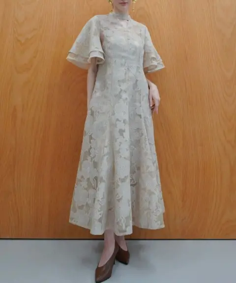Acka.（エーシーケーエー） 【1サイズ】all sheer flower dress（beige）