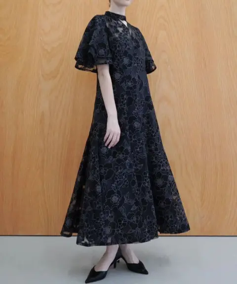 Acka.（エーシーケーエー） 【1サイズ】all sheer flower dress（black navy）