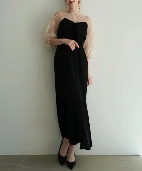 Acka.（エーシーケーエー） 【1サイズ】sheer puff dress（black）