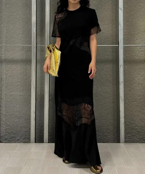 Ameri VINTAGE（アメリヴィンテージ） 【Mサイズ】MEDI ASYMMETRY LACE CUT DRESS