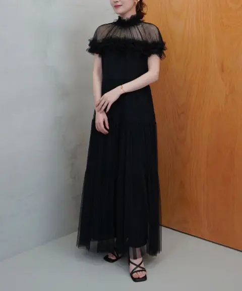 Acka.（エーシーケーエー） 【2サイズ】sheer shoulder dress（black）
