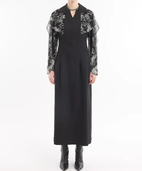 MURRAL（ミューラル） 【0サイズ】Tears flower lace dress (Black)