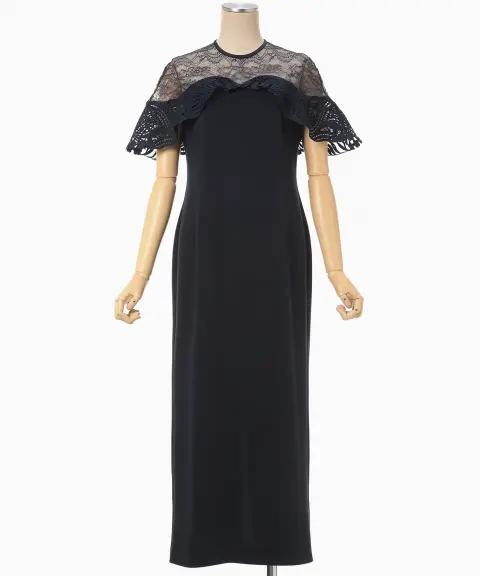 Mame Kurogouchi（マメクロゴウチ） 【注文不可】【2サイズ】Tulle Lace Classic Dress - navy