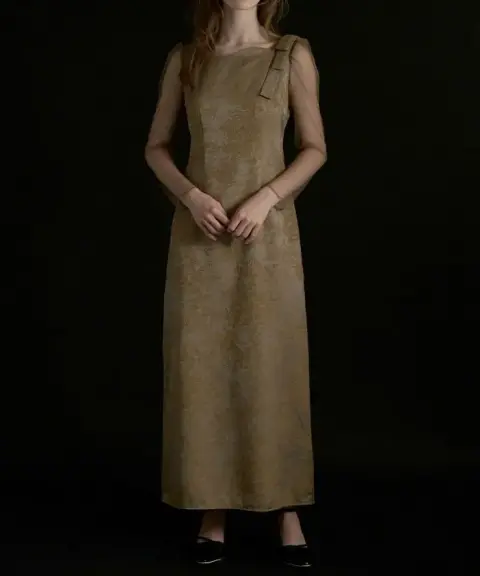 LE’RURE（リルアー） 【Mサイズ】Shoulder ribbon jacquard dress