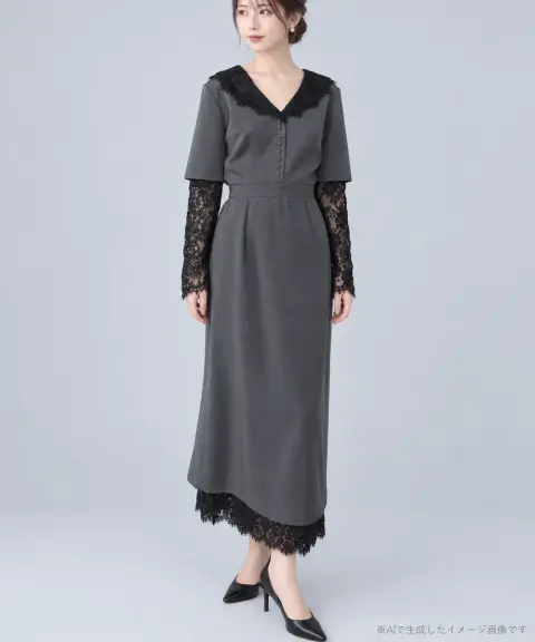 Ameri VINTAGE（アメリヴィンテージ） 【Sサイズ】LACE LAYERED LIKE DRESS